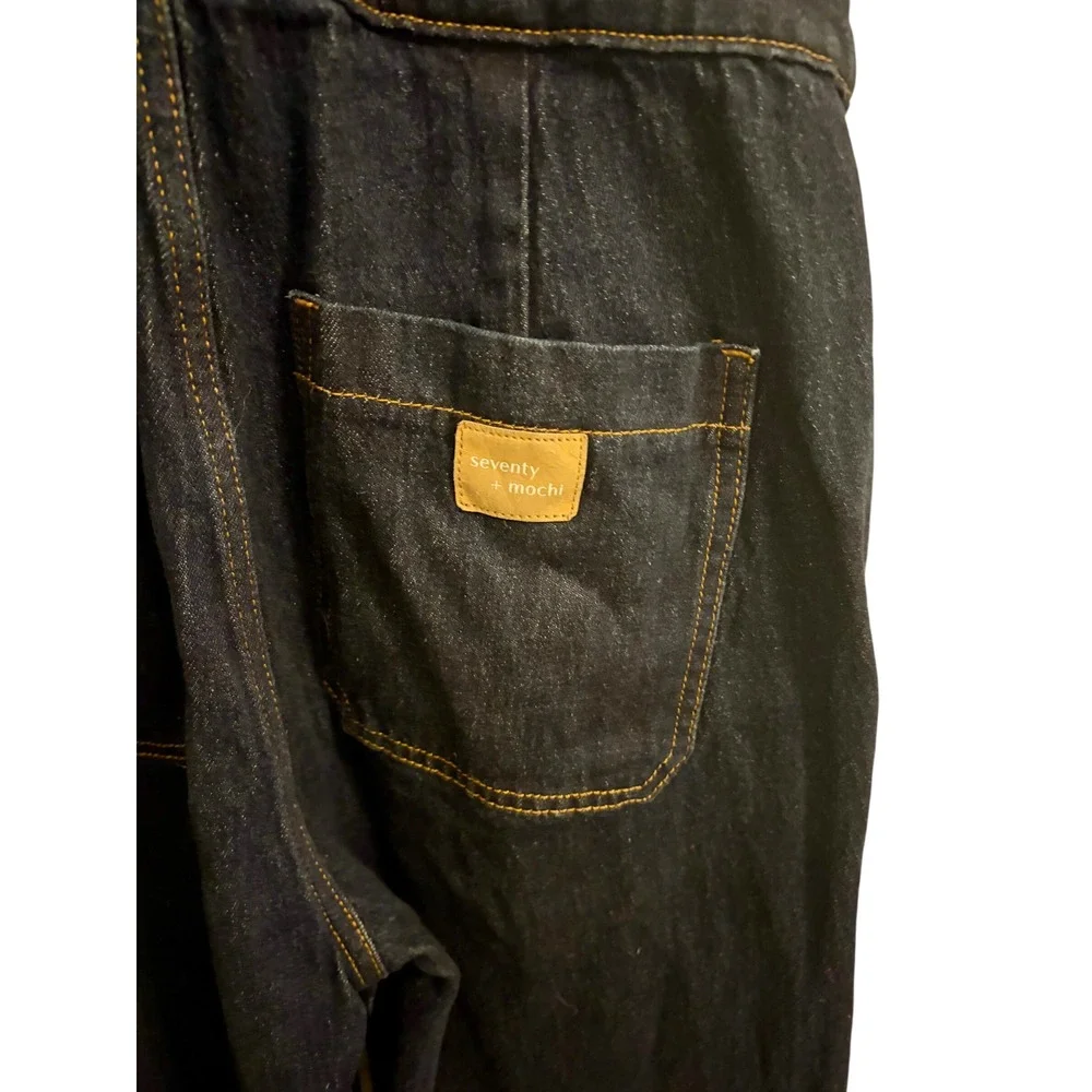 Anthropologie Seventy + Mochi Ruffle Denim Overalls Wide Leg Sz 8 - Picture 7 of 9